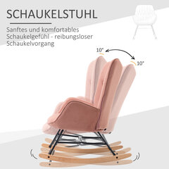 HOMCOM Kiiktool Relax tool terasraamiga, polsterdatud, lounge, sametne polüester, kummist puit, roosa+loodus, 84x70x96cm hind ja info | Tugitoolid ja tugitoolvoodid | kaup24.ee