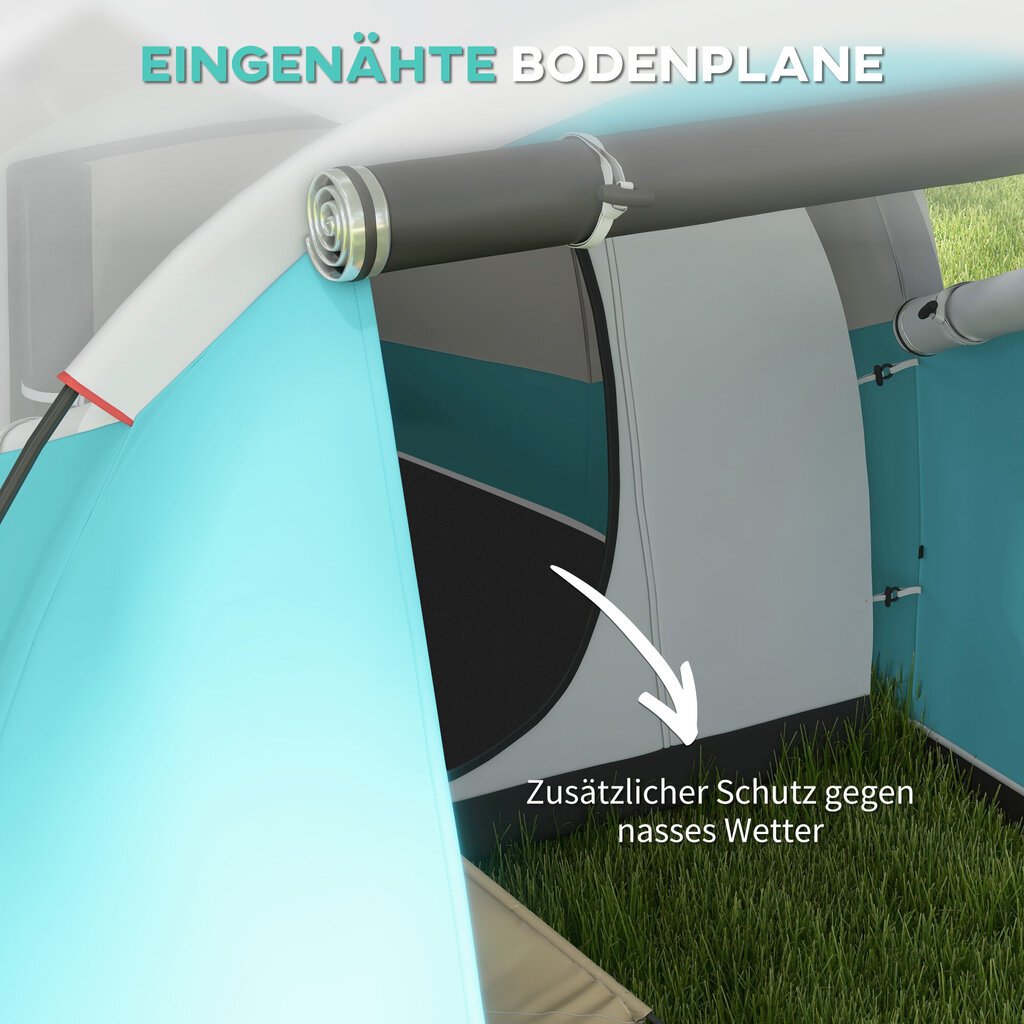 Outsunny tunnel telk telk telk 5 inimest 2 tuba kandekott 3000mm vetthülgav sinine hind ja info | Telgid | kaup24.ee