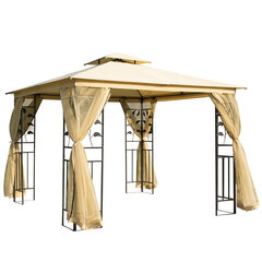 Outsunny Luxury Pavilion 3x3 m Garden Pavilion Party Tent Marquee Garden Tent Pagoda Beige цена и информация | Палатки | kaup24.ee