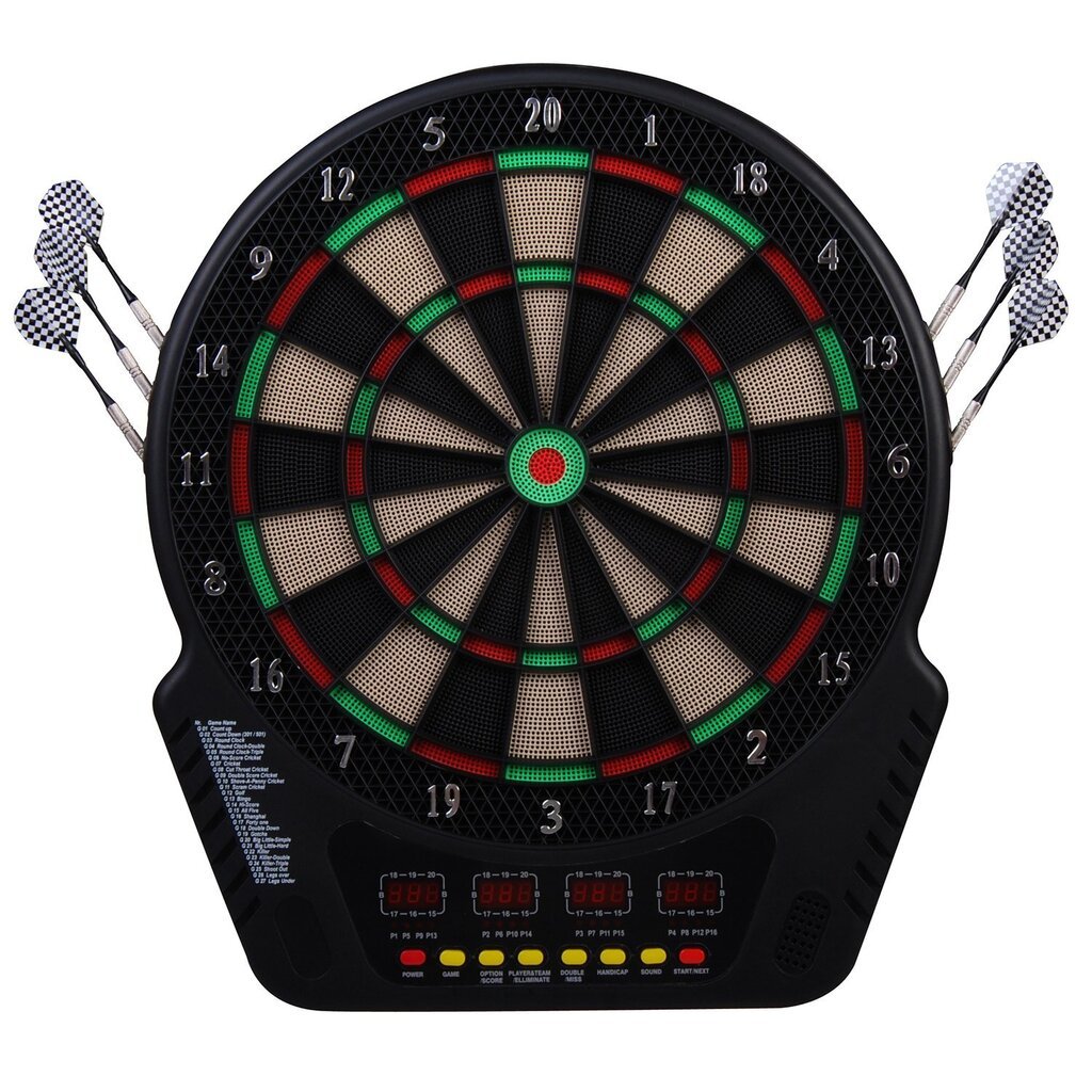 HOMCOM Elektrooniline tikalaud Dartboard tikakomplekt 6 tikaga 24 tikapeaga 27 mängu 243 tabamusvõimalust 16 mängijale mitmevärviline 44 x 51,5 x 3,2 cm цена и информация | Käimiskepid | kaup24.ee