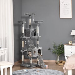 PawHut Scratching Tree XXL Cat Cave Ladder Climbing Tree Multilevel Grey 50x50x170cm цена и информация | Когтеточки | kaup24.ee