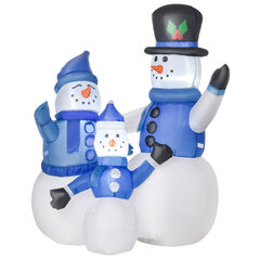 HOMCOM Snowman Family Isetehtud dekoratsioon LED koos puhuriga Sinine L100 x B55 x K120 cm L100 x B55 x K120 cm hind ja info | Jõulukaunistused | kaup24.ee