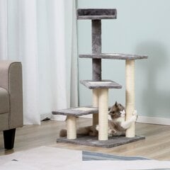 PawHut Climbing Tree Cat Tree Play Tree Cat Scratching Tree Stairs 5 Layers Beige Grey 48,5 x 48,5 x 100 cm (LxWxH) цена и информация | Когтеточки | kaup24.ee