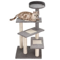 PawHut Climbing Tree Cat Tree Play Tree Cat Scratching Tree Stairs 5 Layers Beige Grey 48,5 x 48,5 x 100 cm (LxWxH) цена и информация | Когтеточки | kaup24.ee