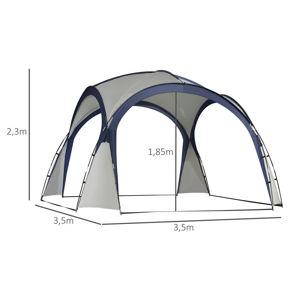 Outsunny telk telk aiamaja telk telk peotelk päikesekaitse päikesekindel klaaskiust mast + polüester kreem valge + sinine 3,5 x 3,5 x 2,3 m цена и информация | Telgid | kaup24.ee