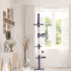 PawHut Cat Tree Ceiling High Grey Регулируемое по высоте дерево для кошек с сизалевыми столбиками, для лазания и царапания, 40x34x230-260 см цена и информация | Когтеточки | kaup24.ee