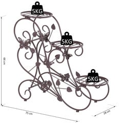 Outsunny lillestatiiv Kolmetasandiline taimeriiul prantsuse stiilis, metall, pronks, 76x27x67cm hind ja info | Vaasid, alused, redelid lilledele | kaup24.ee