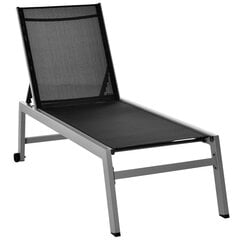 Outsunny Relax Lounger Sun Lounger 5-astmeline seljatugi Alumiinium Must 169x65x102cm hind ja info | Päevitustoolid | kaup24.ee