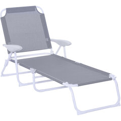 Outsunny Sun Lounger Deckchair Garden Lounger Folding Beach Lounger 4-tier Mesh Grey 160 x 66 x 80 cm цена и информация | Шезлонги | kaup24.ee