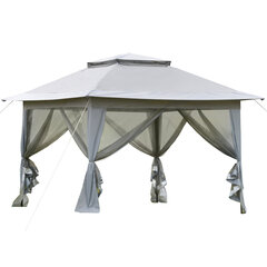 Складная беседка Outsunny pop-up tent garden gazebo вкл. сумку на роликах сталь+оксфорд+сетка серый 3.64x3.64x2.94m цена и информация | Палатки | kaup24.ee