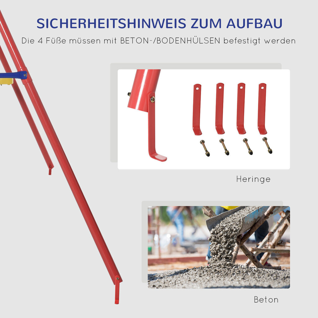 Outsunny laste kiik 2 kiike kiiked kiikede kõrgus reguleeritav 3-5 aastat 290x180x196cm цена и информация | Kiiged | kaup24.ee