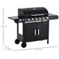 Outsunny gaasigrill BBQ grillkäru 6 põletiga 1 külgpõleti Kapp Multifunktsionaalne metall Must 135 x 50 x 100 cm hind ja info | Grillid | kaup24.ee