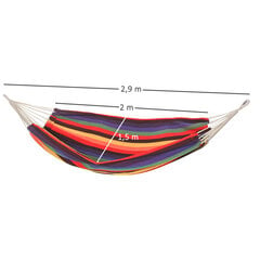 Outsunny Hammock Outdoor puuvillane kandekott kandevõime 150kg Mitmevärviline 290x150cm hind ja info | Võrkkiiged | kaup24.ee