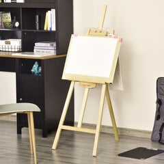 HOMCOM Easel stuudio statsionaal männipuidust, 90° reguleeritav, naturaalne, 51.5x71.5x134.5cm hind ja info | Kunstitarbed, voolimise tarvikud | kaup24.ee