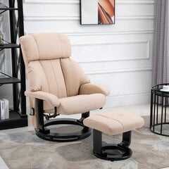 HOMCOM Recliner с функцией откидывания Массажное кресло TV recliner Эргономичное кресло Кресло с табуретом Массаж Бежевый 76 x 80 x 102 см цена и информация | Кресла в гостиную | kaup24.ee