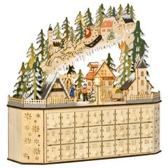 HOMCOM advendikalender 24 sahtlit täis jõulukalender LED tuledega advendikalendri kast jõulukaunistus DIY 45x13x43 cm hind ja info | Jõulukaunistused | kaup24.ee