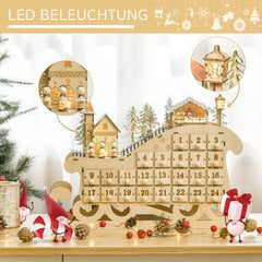 HOMCOM advendikalender 24 sahtli täitmiseks jõulukalender LED tuledega rehe kuju jõulukaunistus DIY 45 x 10 x 31 cm hind ja info | Jõulukaunistused | kaup24.ee