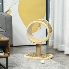 PawHut Cat Scratching Post Small Идеально подходит для одной кошки, с джутовым стволом и игрушкой, дерево для лазания, хаки+светло-коричневый, 40x30x56 см цена и информация | Когтеточки | kaup24.ee