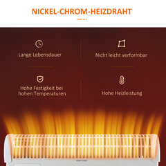 HOMCOM soojendaja Ventilaator 2000W Elektriline soojendaja 3 tasandiga Soe 24-tunnine taimeri Soojendaja Soojus Metall Plastist Valge 58,5 x 20 x 43 cm hind ja info | Küttekehad | kaup24.ee