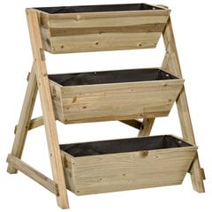 Outsunny Raised Bed Flower Stairs Wooden Flower Ladder with 3 Shelves Plant Stairs Plant Shelf Plant Stand Flower Shelf Flower Stand Natural 71x61x77cm цена и информация | Подставки для цветов, держатели для вазонов | kaup24.ee