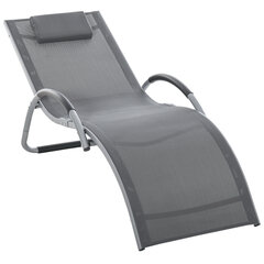 Outsunny aia lamamistool koos pehmendusega Päikeselaua Relax Lounger Ergonoomiline alumiiniumist Tekstline Hall 160 x 60 x 65 cm hind ja info | Päevitustoolid | kaup24.ee