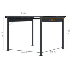 Outsunny pergola 2,95 x 2,95 m vaatetorustik terrassikatusega lükandkattega alumiinium polüester hall hind ja info | Telgid | kaup24.ee