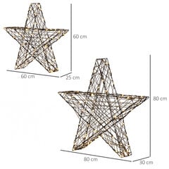 Outsunny Рождественские огни набор из 2 Рождественские звезды Рождественское украшение Рождественское украшение с 160 светодиодов водонепроницаемый блеск теплый белый пластик цена и информация | Рождественские украшения | kaup24.ee