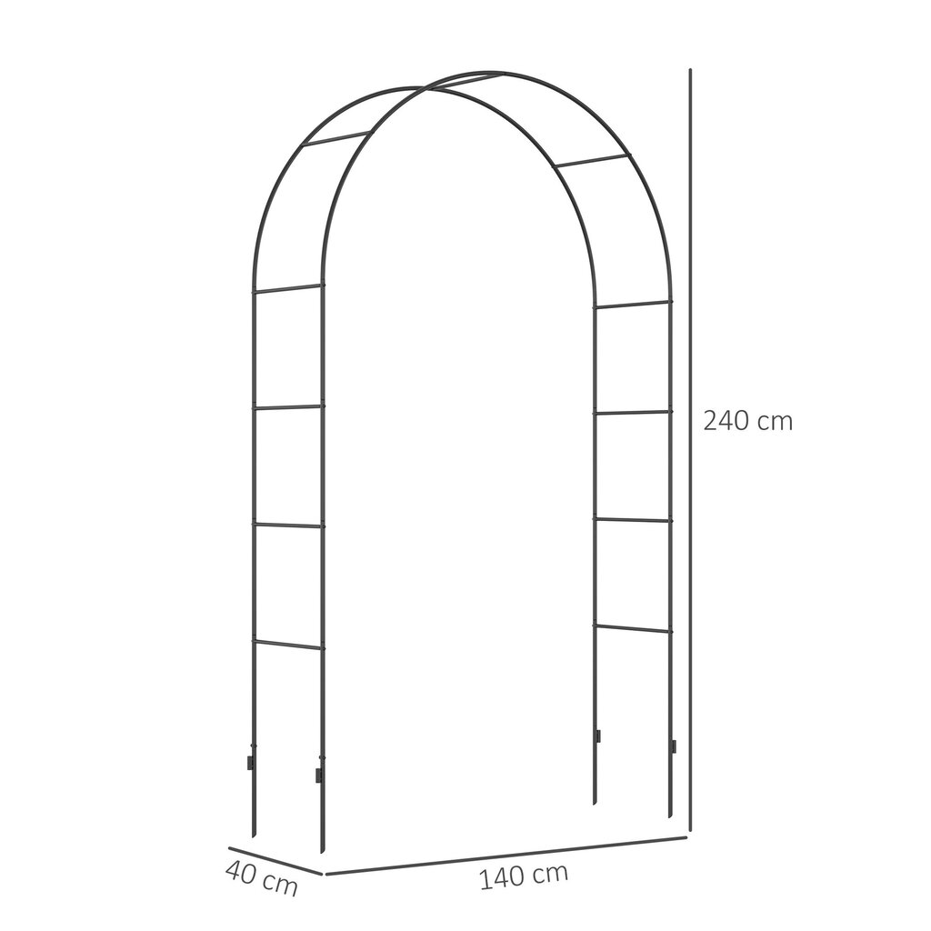 Outsunny roosikaar metallist kaarega aiakaar ronitaimed ronitaimed must 140x40x240cm hind ja info | Vaasid, alused, redelid lilledele | kaup24.ee