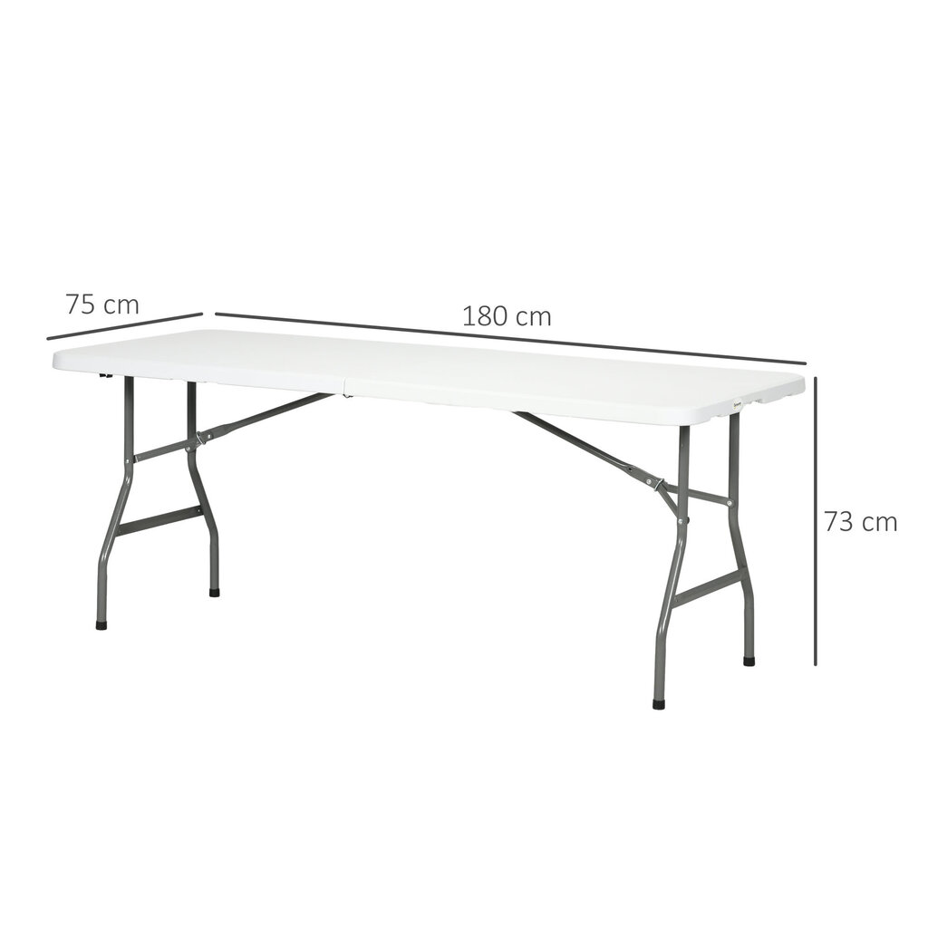 Outsunny Camping laud Kokkupandav laud Rõdulaua 6 Isiku buffet laud Aed HDPE valge 180x75x73cm цена и информация | Aialauad | kaup24.ee