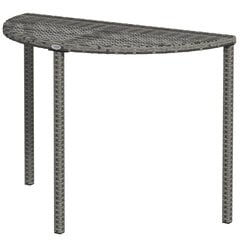 Outsunny Rõdulaua aia kõrvallaud Aiamööbel Poolringi polürattan metallist Hall 100 x 50 x 74 cm hind ja info | Aialauad | kaup24.ee