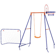 Outsunny Baby Swing Football Goal Basketball Hoop 3-8 aastat terasest tumesinine hind ja info | Kiiged | kaup24.ee