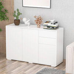 HOMCOM Sideboard valge kapp 2 sahtli ja 3 uksega, multifunktsionaalne kapp, arhiivikapp, 117x36x74cm hind ja info | Kummutid | kaup24.ee