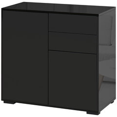 HOMCOM Sideboard Must hoiukapp 2 sahtli ja 2 uksega, kallutusvastane kaitse, elutuppa/magamistuppa, 117x36x74cm hind ja info | Kummutid | kaup24.ee