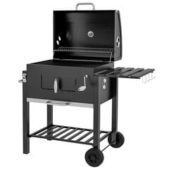 Outsunny grillkäru söegrill BBQ stend grill, roostevaba teras, must, 113x65x108cm hind ja info | Grillid | kaup24.ee