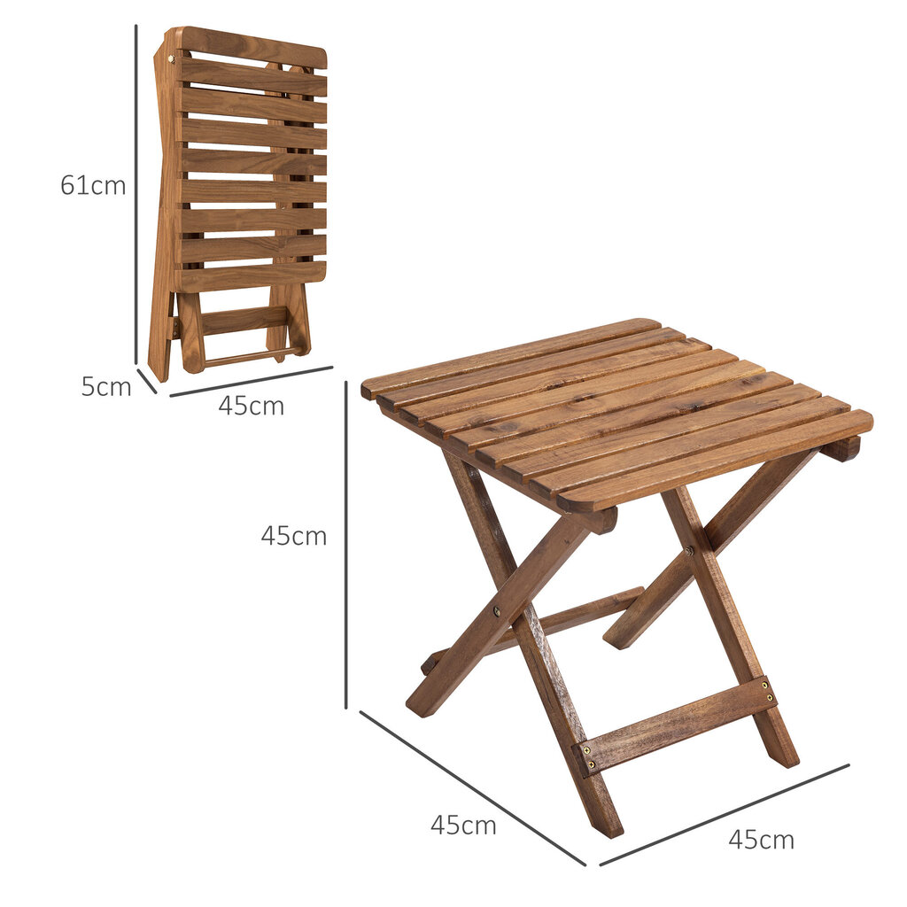 Outsunny küljelaud väljas 2 klapplaudade komplekt puidust aed rõdu teak 45x45x45cm hind ja info | Aialauad | kaup24.ee