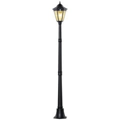 Outsunny Solar Garden Lantern Latern Garden Light Path Light 19 LED 130 Lumen 3000K alumiiniumist karastatud klaasist must 22 x 22 x 194 cm 22 x 22 x 194 cm hind ja info | Aia- ja õuevalgustid | kaup24.ee