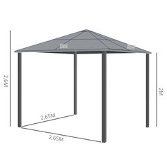 Outsunny luksuslik alumiiniumist peotelk aiamaja telk läbipaistva PC-katusega pruun+beež 300 x 300 x 260 cm hind ja info | Telgid | kaup24.ee