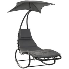 Кресло-качалка Outsunny Rocking Lounger Relax Lounger с крышей для сада, балкона, офиса Темно-серый 185 x 100 x 190 см цена и информация | Шезлонги | kaup24.ee