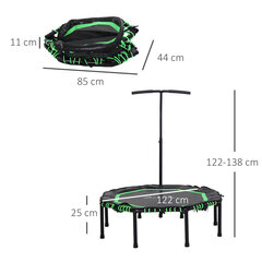 HOMCOM Fitness batuut reguleeritava käepidemega batuut lastele ja täiskasvanutele Kokkupandav aiatrampoliin Teras roheline+must 122 x 122 x 122-138 cm hind ja info | Käimiskepid | kaup24.ee