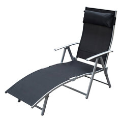 Outsunny Sun Lounger Beach Lounger Garden Lounger Relax Lounger Foldable with Cushion Beach Metal+Fabric Black 137 x 63.5 x 100.5 cm цена и информация | Шезлонги | kaup24.ee