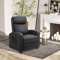 HOMCOM Массажное кресло Relax кресло TV кресло Recliner со спинкой 2-точечный массаж PU foam Black 68 x 88 x 98 см цена и информация | Кресла в гостиную | kaup24.ee