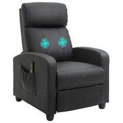 HOMCOM Массажное кресло Relax кресло TV кресло Recliner со спинкой 2-точечный массаж PU foam Black 68 x 88 x 98 см цена и информация | Кресла в гостиную | kaup24.ee