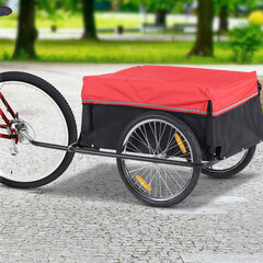 HOMCOM kaubaveo haagis Transpordi haagis Cargo bike trailer Black+Red hind ja info | Jalgrattakärud | kaup24.ee