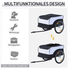 40 kg kandevõime, käsikäru, valge+must, Oxford terasest, 140x77x65cm hind ja info | Jalgrattakärud | kaup24.ee