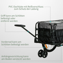 HOMCOM 2-in-1 jalgrattahaagis Lastihaagis Transpordi haagis jalgrattale 20-tollise õhkrehviga 40 kg kandevõime 130 x 64 x 64/103 cm hind ja info | Jalgrattakärud | kaup24.ee