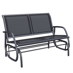 Outsunny Rocking Chair 2-Seater Garden Bench Garden Swing Bench Park Bench Metal Garden Furniture Black 120 x 70 x 88 см цена и информация | Скамейки | kaup24.ee