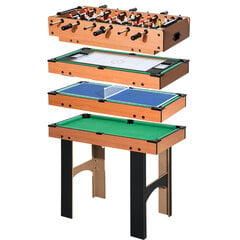 HOMCOM 4 in 1 multi-mängu laud jalgpallilaua jalgpallilaua hokilaua piljardilaua tennis, MDF, 87x43x73cm hind ja info | Lauamängud ja mõistatused | kaup24.ee