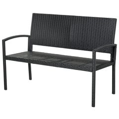 Outsunny Polyrattan Garden Bench Park Bench 2-Seater Wickerwork Steel Black W122 x D60 x H87cm цена и информация | Скамейки | kaup24.ee