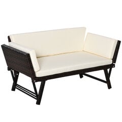 Outsunny polyrattan aia diivan 2-kohaline aiamööbel lounge diivan aia pink aia lamamistool kokkupandavad käetoed teras pruun 129 x 63 x 67 cm hind ja info | Aiamööbli komplektid | kaup24.ee