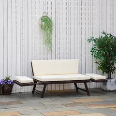 Outsunny polyrattan aia diivan 2-kohaline aiamööbel lounge diivan aia pink aia lamamistool kokkupandavad käetoed teras pruun 129 x 63 x 67 cm hind ja info | Aiamööbli komplektid | kaup24.ee